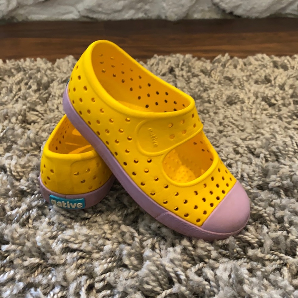 Yellow/lavender Mary Jane Natives size 9